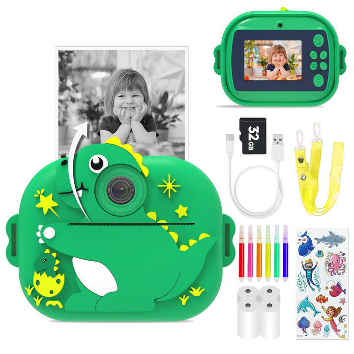 Camera Instant Camera, 2.4 Inch Display Digital Camera for Children with Printing Paper & 32G TF Car