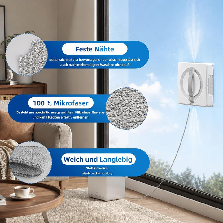 16 Stück Reinigungstücher für ECOVACS Winbot Mini Fensterputzroboter | Waschbar und Wiederverwendbar