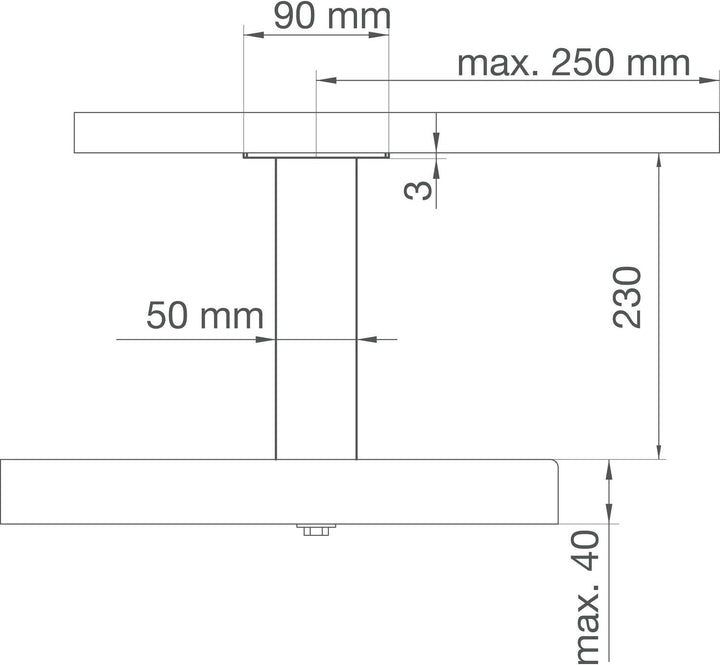 Bar-Konsole CAPRI gerade | 50x50 mm | Aluminium silber | Höhe: 230 mm | 1 Stück, 230 mm