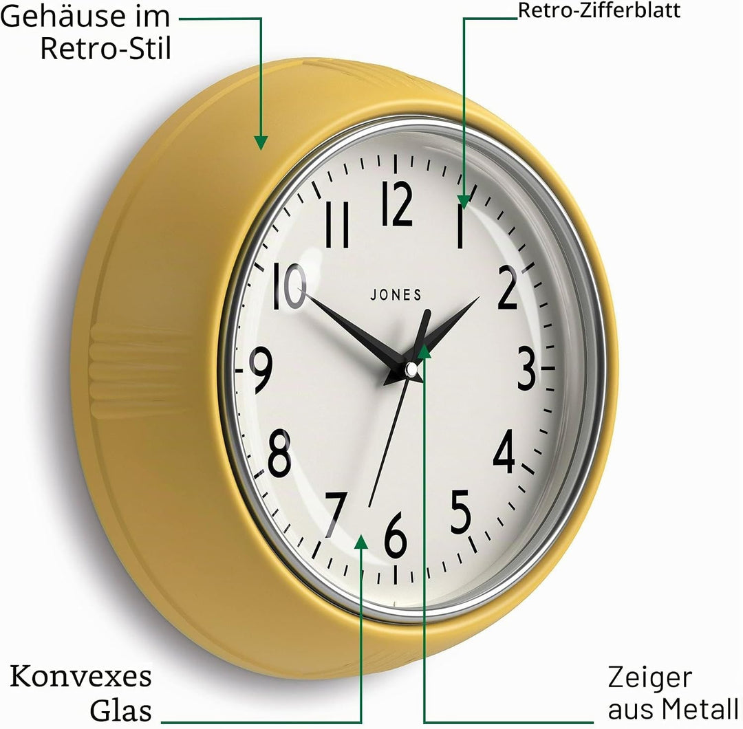 JONES CLOCKS® Ketchup-Wanduhr, Retro-Design, perfekt für die Küche, Heimbüro, Schlafzimmer 25cm Frec