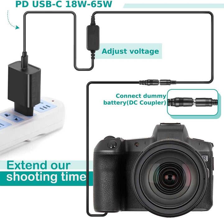 PD-Adapter USB Typ C EP-5B DC-Koppler-Kit, Ersetzen Sie die EN-EL15-Batterie für Nikon Z6 Z7 1 V1 D8