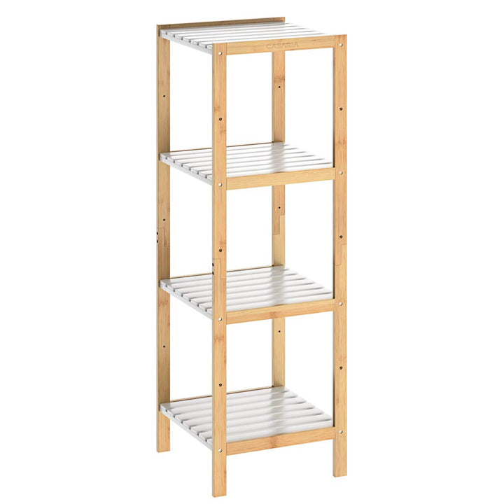 Casaria® Badezimmer Regal Bambus Holz 4 Ablagen Belastbarkeit 40kg Küche Wohnzimmer Bad Diele Standr