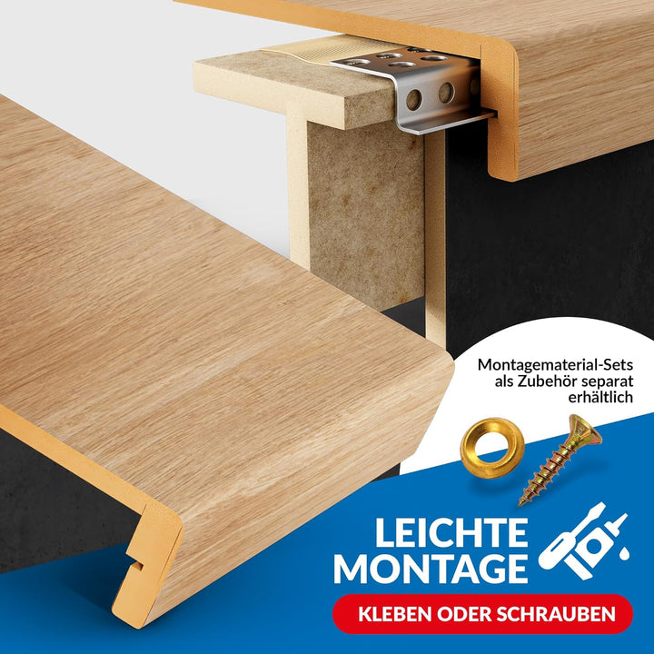 Treppenstufen mit U-Profil [LED-kompatibel] Renovierungsstufen für die Treppe, Laminat-Stufen, Tritt