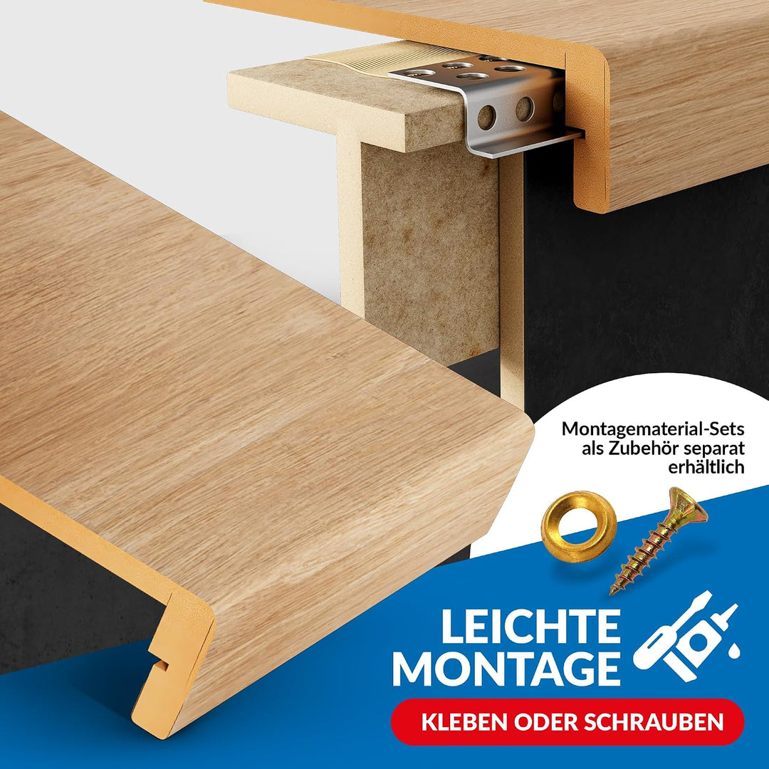 Treppenstufen mit U-Profil [LED-kompatibel] Renovierungsstufen für die Treppe, Laminat-Stufen, Tritt