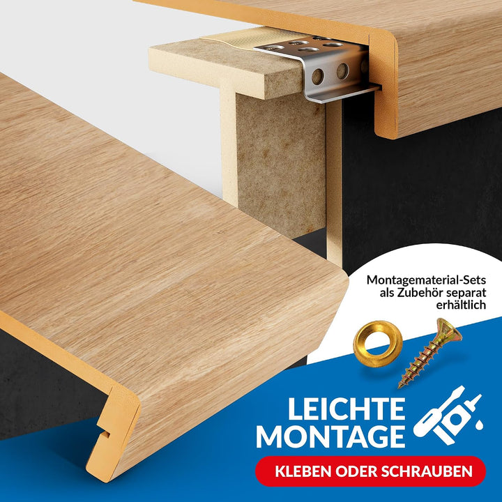 Treppenstufen mit U-Profil [LED-kompatibel] Renovierungsstufen für die Treppe, Laminat-Stufen, Tritt