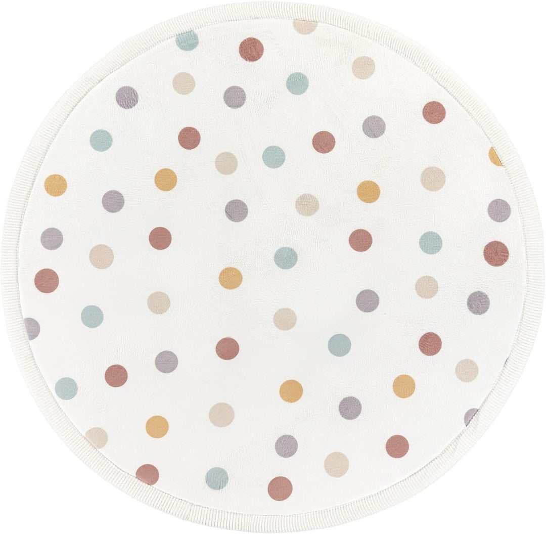 TT Home Waschbarer Teppich Krabbelmatte Babyzimmer Kinder rutschfest Flauschig Punkte, Farbe:Blau Ge