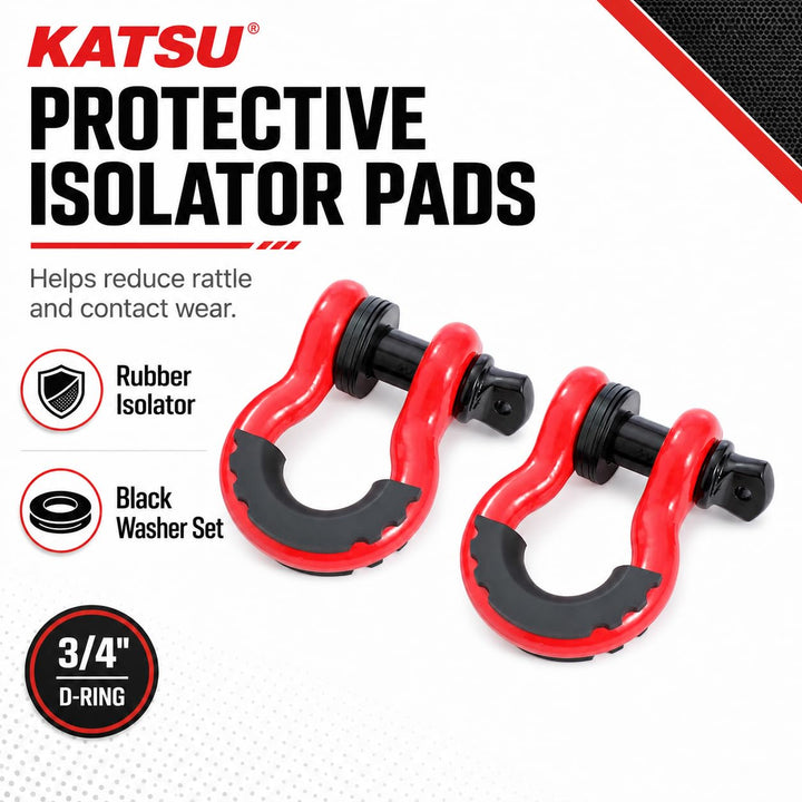 KATSU Tools 2er-Pack 3/4 Zoll D-Ring-Schäkel, 4,75 Tonnen (9500 lbs) Tragkraft, robuste verzinkte Ab