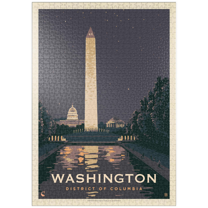 Washington DC: Reflections of Freedom, Vintage Poster - Premium 1000 Teile Puzzle - MyPuzzle Sonderk