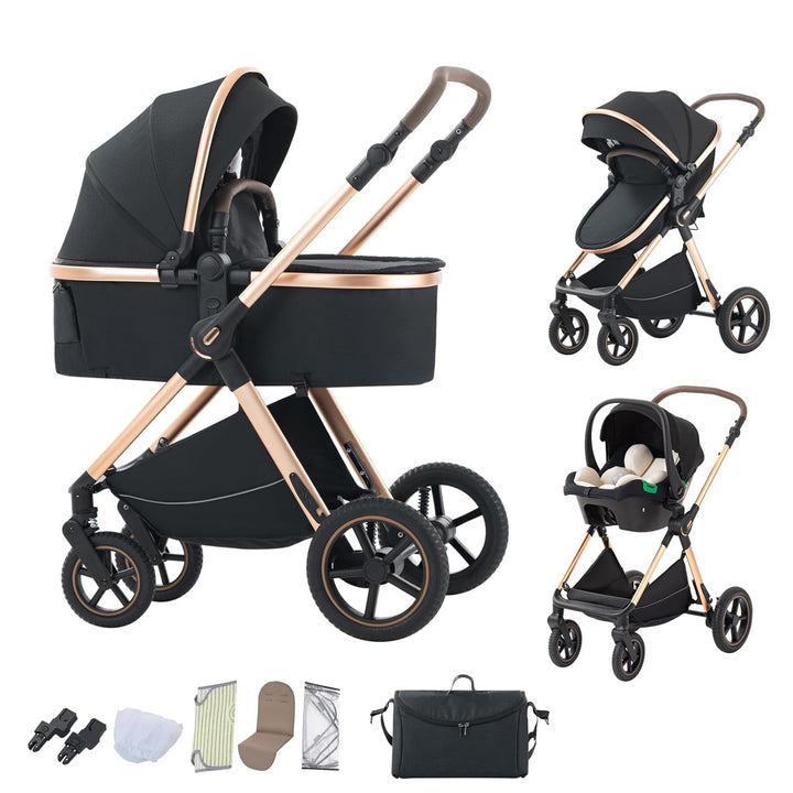 BEBBY Kombikinderwagen 3 in 1 Reisesysteme Standardkinderwagen Kinderwagen Buggy Neugeborener Tragba