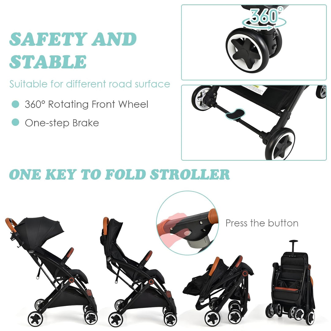 LIFEZEAL Kinderwagen Klappbar, Babywagen Klappbar mit Sonnenschutz, Reisebuggy mit Rückenlehne &amp; Ver
