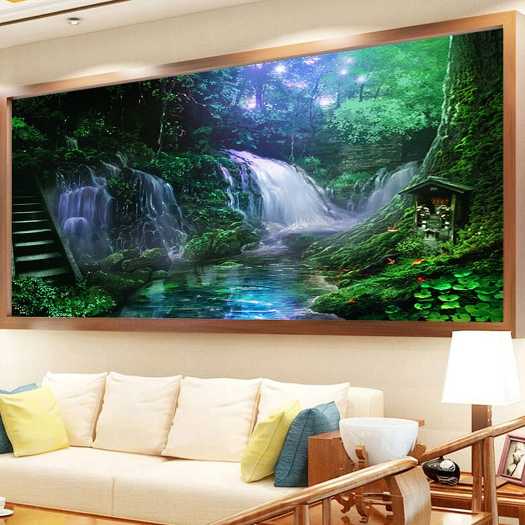 Instarry DIY 5D Diamond Painting Bilder Gross Naturlandschaft Wasserfall Wohnzimmer Dekoration 120x5