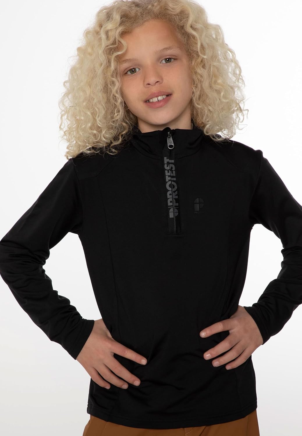Protest Jungs Fleece WILLOWY JR Geotech ultraschnell trocken und hoch atmungsaktiv 140 True Black, 1