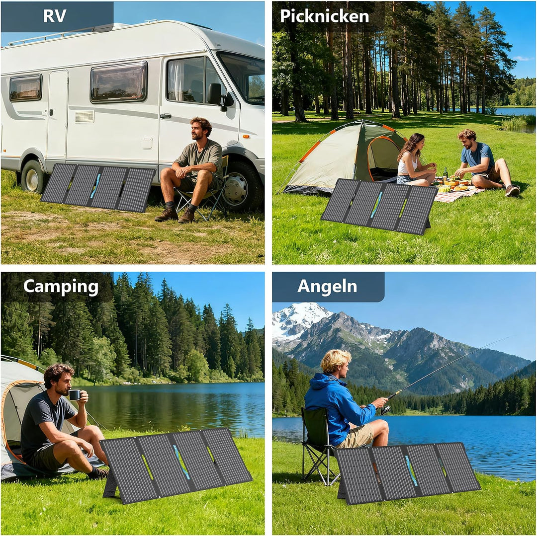 60W Faltbares Solarladegerät Tragbar, Monokristallin mit 24% Wirkungsgrad, IP67 Wasserdicht, 3 Ausgä
