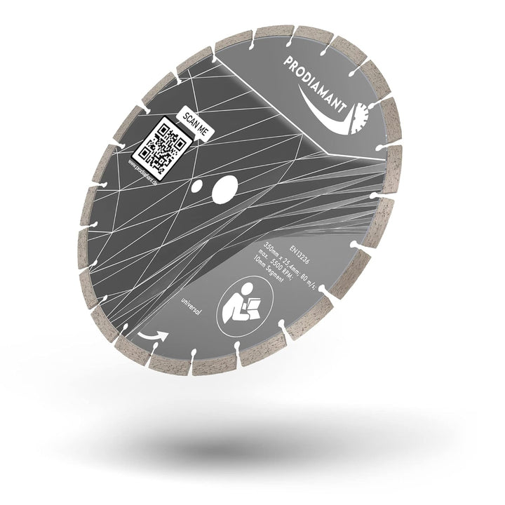 PRODIAMANT Premium Diamant-Trennscheibe universal 350 mm x 25,4 mm Blocksegment Segmenthöhe 10mm 350
