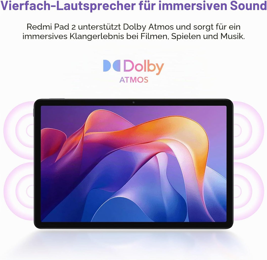 XIAOMI Redmi Pad 2 - Tablette Avec Écran 11" 2.5K 90Hz, 128GB + 4GB RAM, MediaTek G100-Ultra, Batter