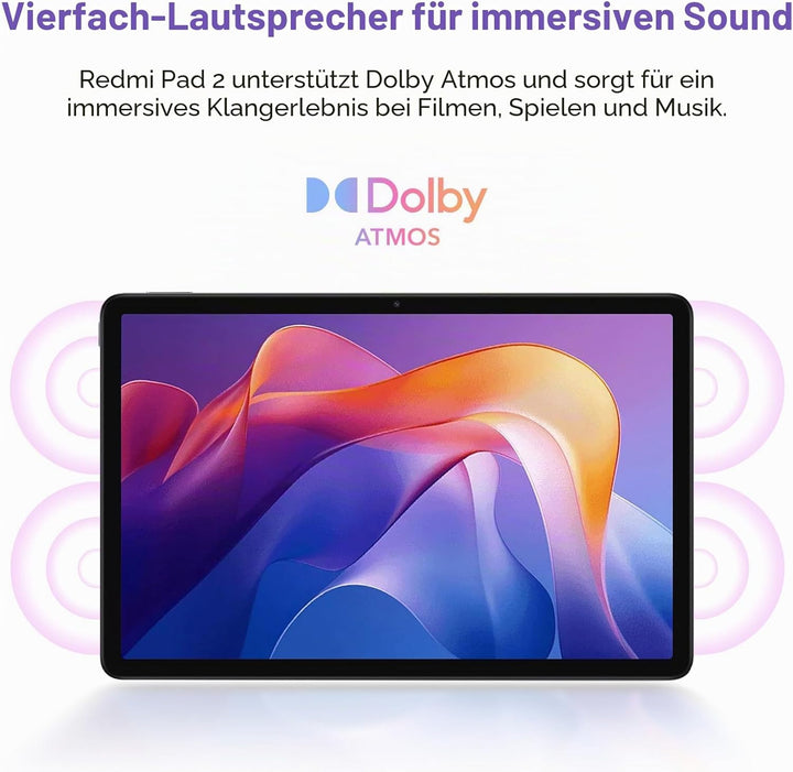 XIAOMI Redmi Pad 2 - Tablette Avec Écran 11" 2.5K 90Hz, 128GB + 4GB RAM, MediaTek G100-Ultra, Batter
