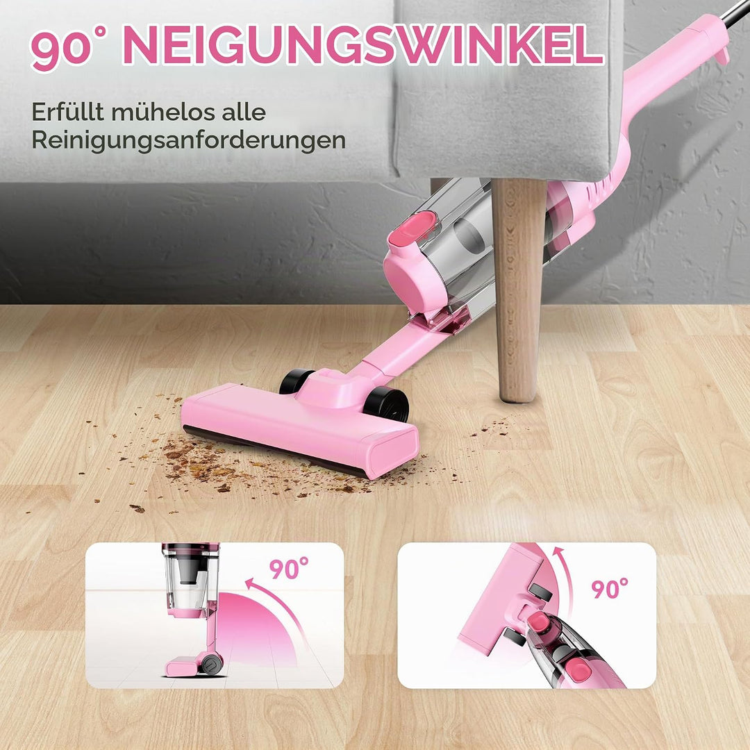 Staubsauger mit Kabel, Kabelgebundener Staubsauger ohne Beutel 20Kpa 600W Pink, Pink