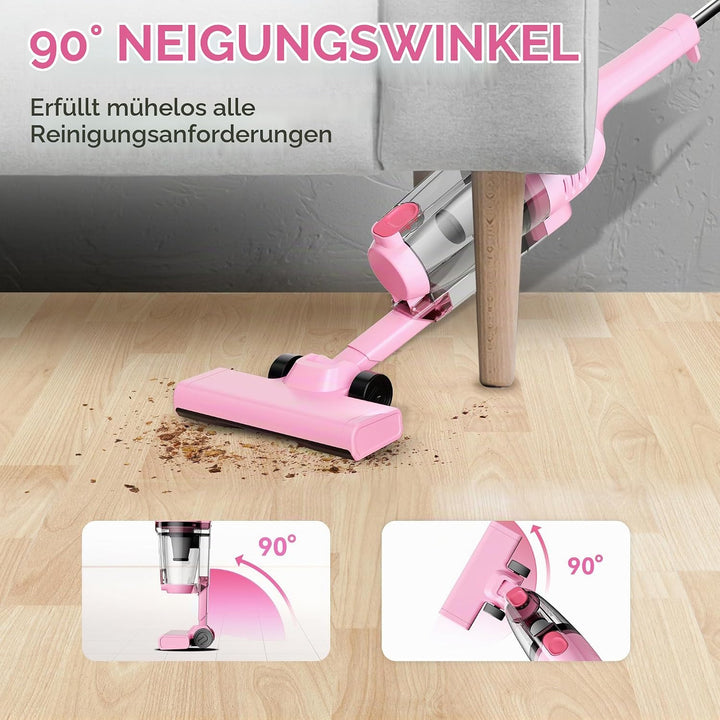 Staubsauger mit Kabel, Kabelgebundener Staubsauger ohne Beutel 20Kpa 600W Pink, Pink