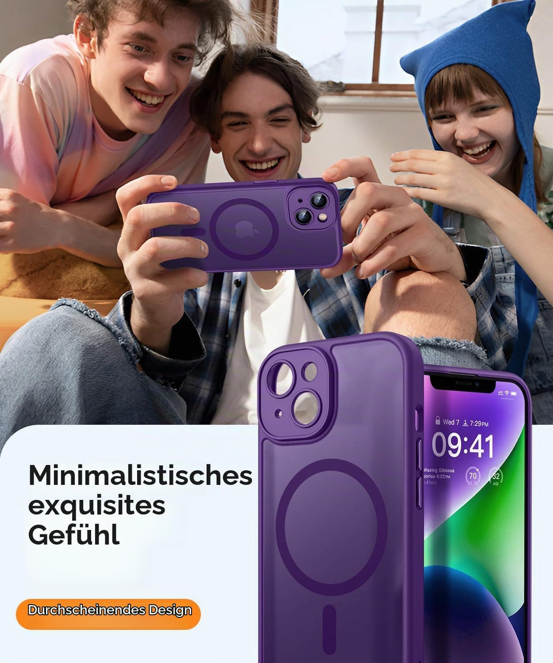 CANSHN 2024 Neu für iPhone 14 Hülle mit Kameraschutz für Magsafe (TOP Militärschutz &amp; Magnetkraft) E
