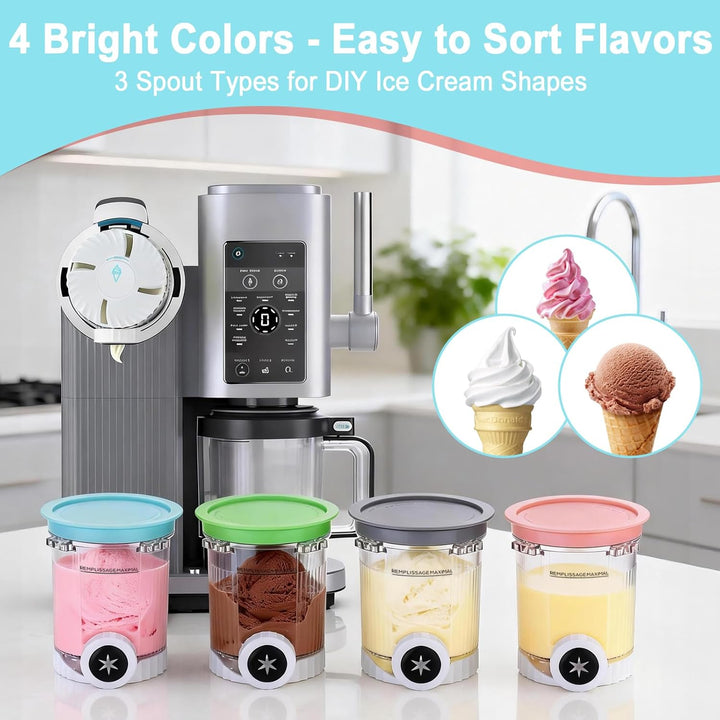 4 Stück Behälter für Ninja Creami Swirl 480 ml, Ersatzbecher für Ninja Swirl Creami NC700 & NC701 Se