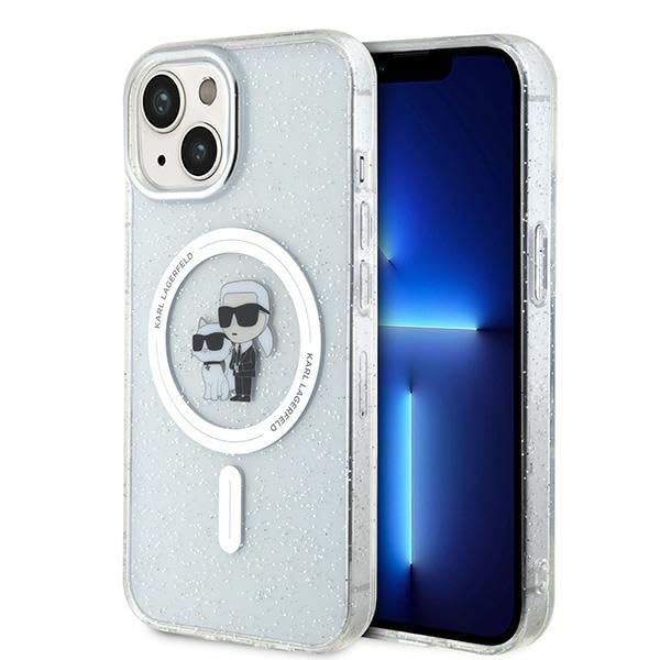 Karl Lagerfeld KLHMP15SHGKCNOT Hülle für iPhone 15 6.1" transparent hardcase Karl&Choupette Glitter