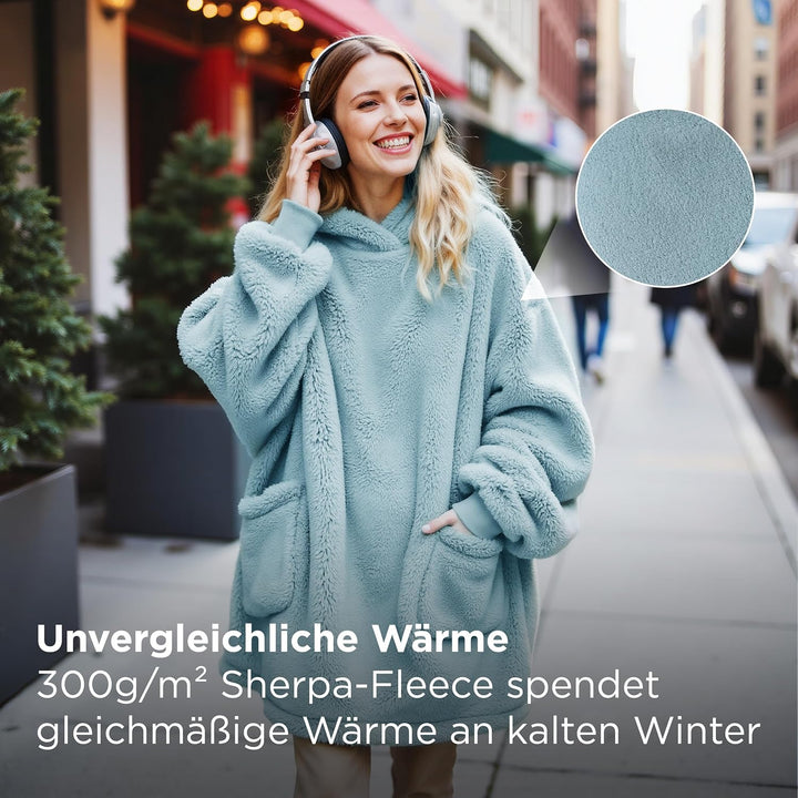 BEDSURE Hoodie Decke mit Ärmeln Deckenpullover - Tragbare Decke zum Anziehen Erwachsene xxl, Übergro