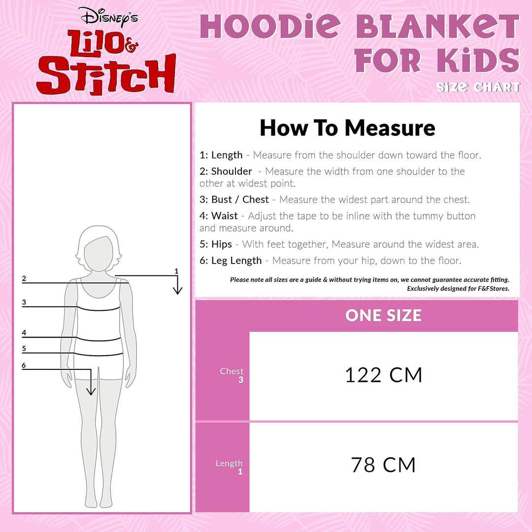 Disney Stitch Hoodie-Decke Kinder, Kapuzenpullover Mädchen mit Sherpa-Kapuze, 3D-Ohren, Kängurutasch