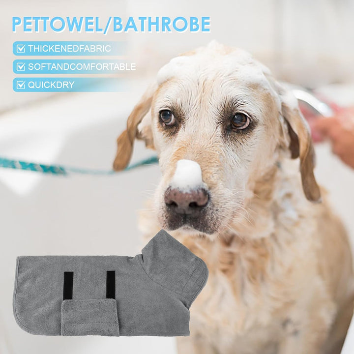 Bademantel für Hunde aus Mikrofaser, super saugfähig, schnell trocknend, für grosse Hunde mit Klettv