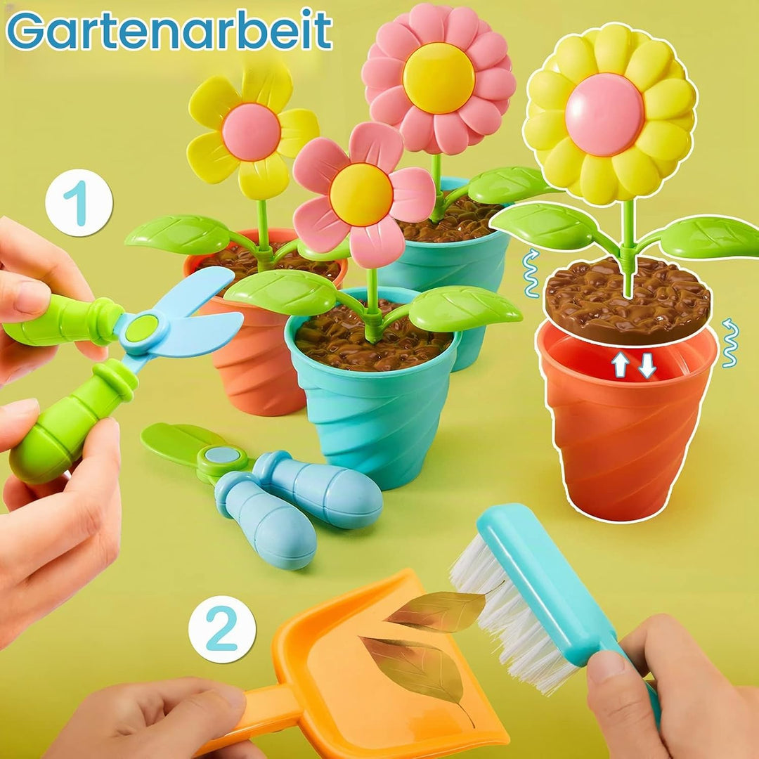 LINFUN KIDS Kinder Gartengeräte Spielzeug Sandspielzeug mit Giesskanne Schaufel Rechen, Gartenwerkze