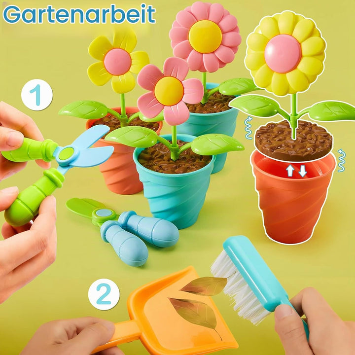 LINFUN KIDS Kinder Gartengeräte Spielzeug Sandspielzeug mit Giesskanne Schaufel Rechen, Gartenwerkze