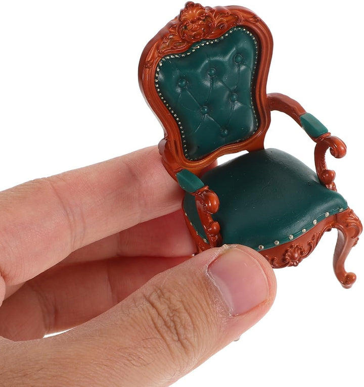 HEMOTON Puppenhaus Stuhl 1:12 Miniatur Möbel Biedermeier Stil Grüner Rückenlehnenstuhl Für Puppenzub