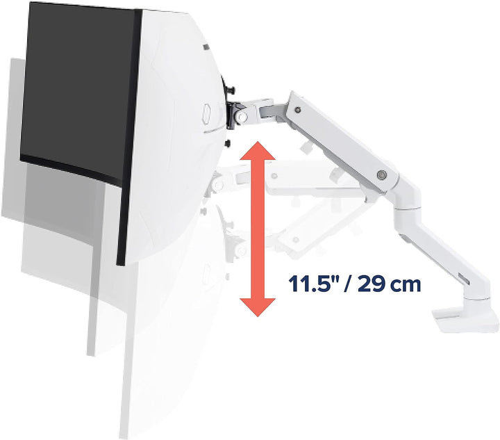 ERGOTRON HX Monitor Arm mit HD-Gelenk in Weiss, Tischhalterung mit patentierter CF-Technologie für u