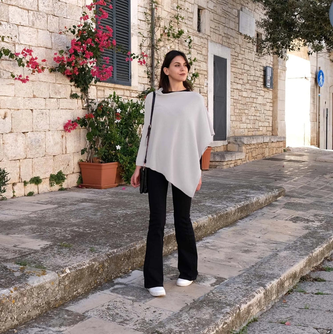 creazioni unique Poncho Damen Winter Elegant und Warm Made IN Italy - Mischung aus Wolle, Viskose un