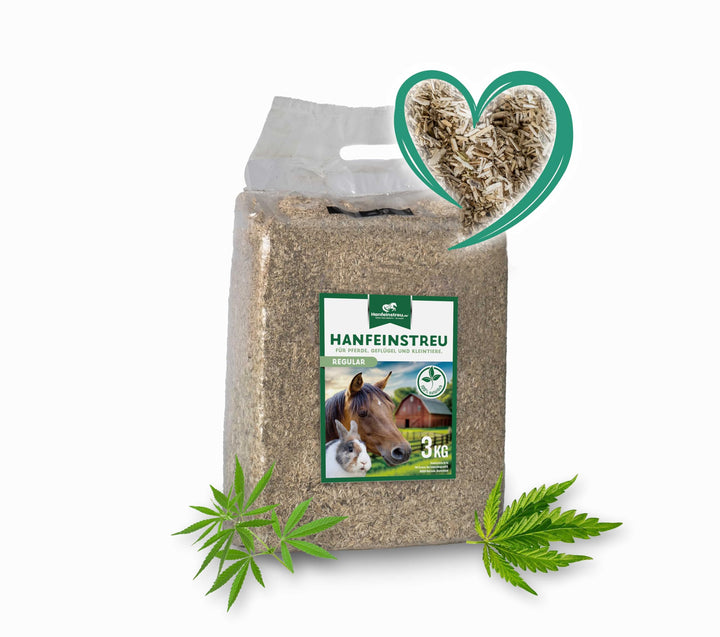 Hanfeinstreu für Kleintiere, Hühner und Pferde, 30 Liter, 100% Naturprodukt, Extrem Saugfähig, Staub