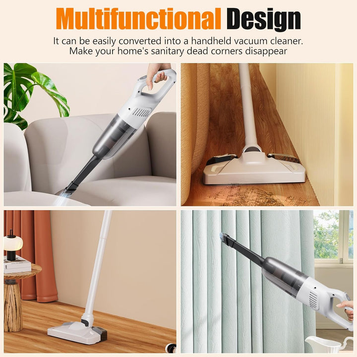 Kabelloser Akku-Staubsauger mit Wischfunktion, 2-in-1 Staubsauger mit Anti-Tangle-Bodenbürste für Ti