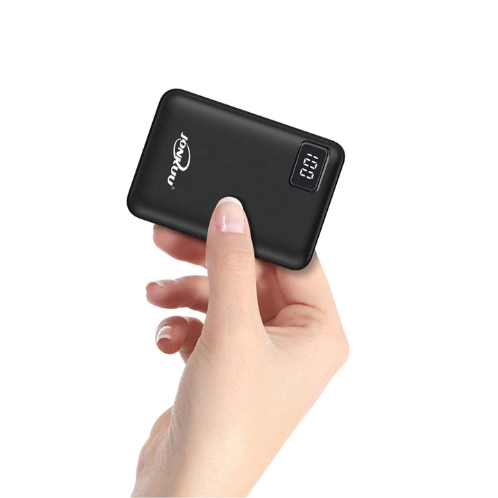 JONKUU Powerbank 10000mAh Externer Akku Klein 2 USB Port Power Pack Kompakt Handy Mini Tragbares Lad