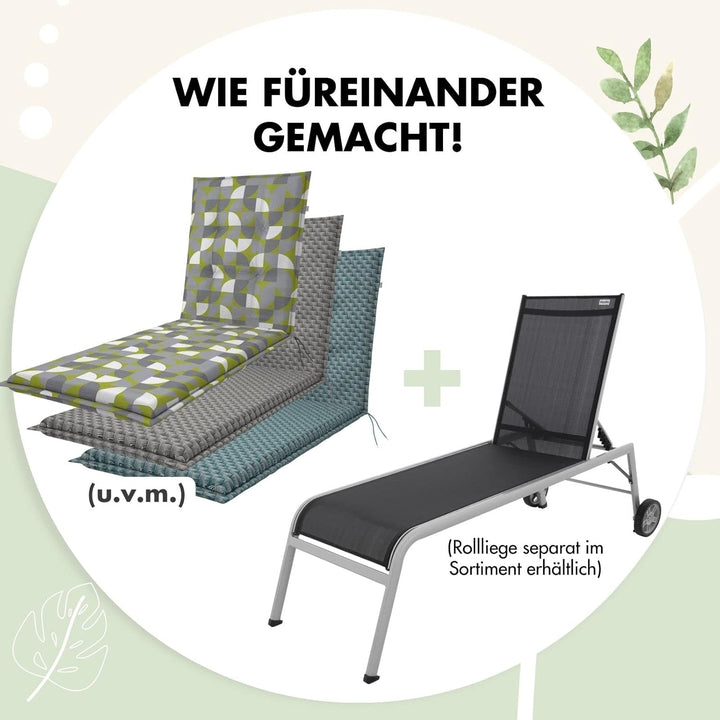 Doppler Auflage Rollliege Living Beige Weiss I Gartenliege-Polster 195x60x6cm aus Baumwolle & Polyes