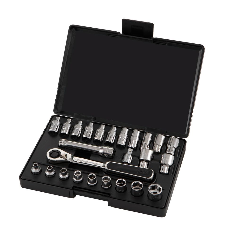 SATA ST09131SJ Durchgangs Steckschlüsselsatz, Knarrenkasten, Ratschenkasten 1/4"/6,35 mm, Sechskant