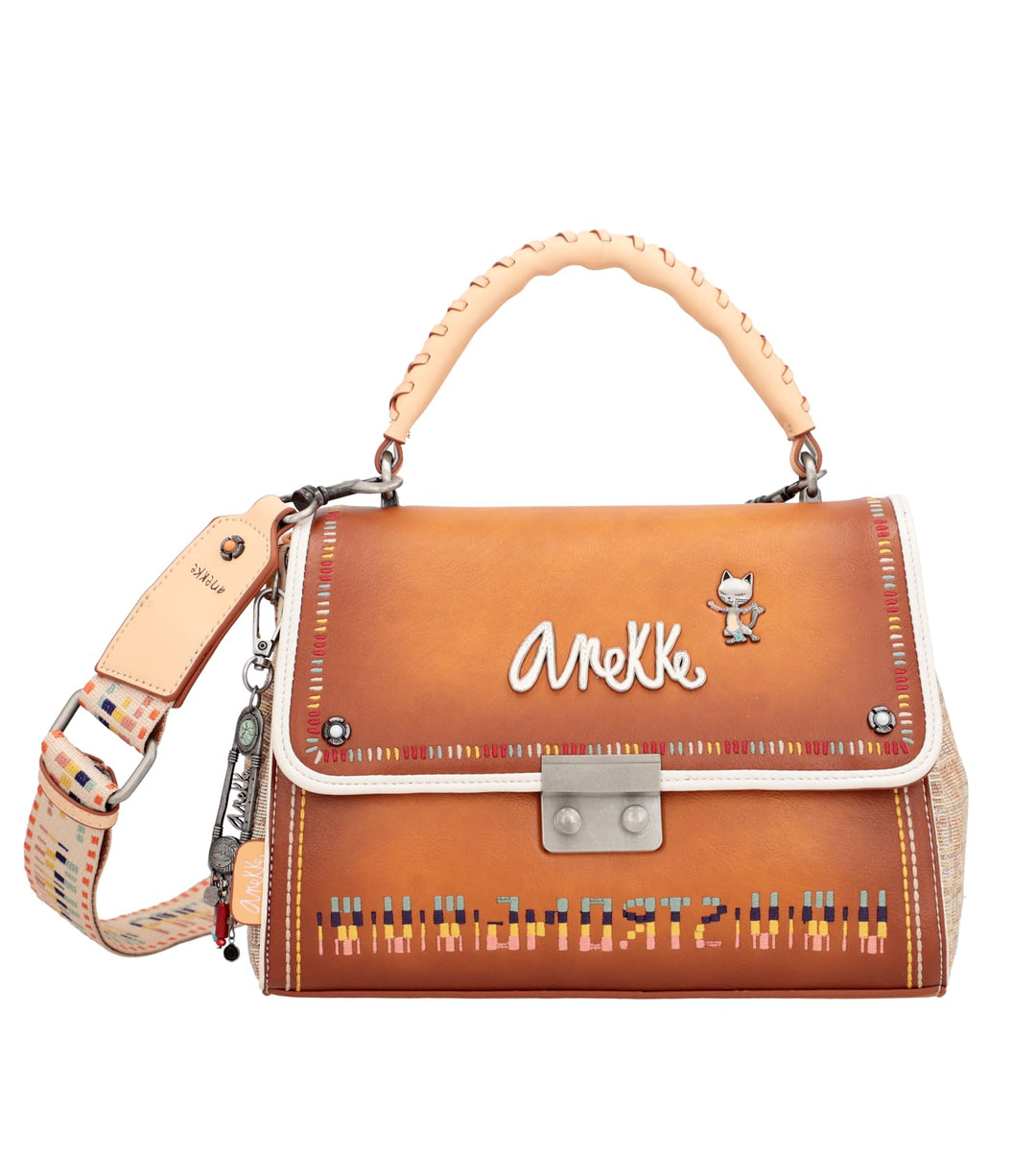 Anekke - Damentasche - Schultertasche aus Kunstleder mit 1 Tragegriff und Klappverschluss und Menire