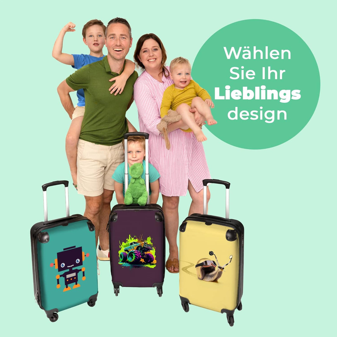 NoBoringSuitcases.com® Koffer Handgepäck Trolley Rollkoffer Kleine Reisekoffer mit 4 Rollen - Monste