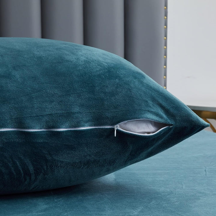 Luofanfei Warme Bettwäsche 155x220 Winter Petrol Blau Flauschig Warm Flanell Plüsch Winterbettwäsche