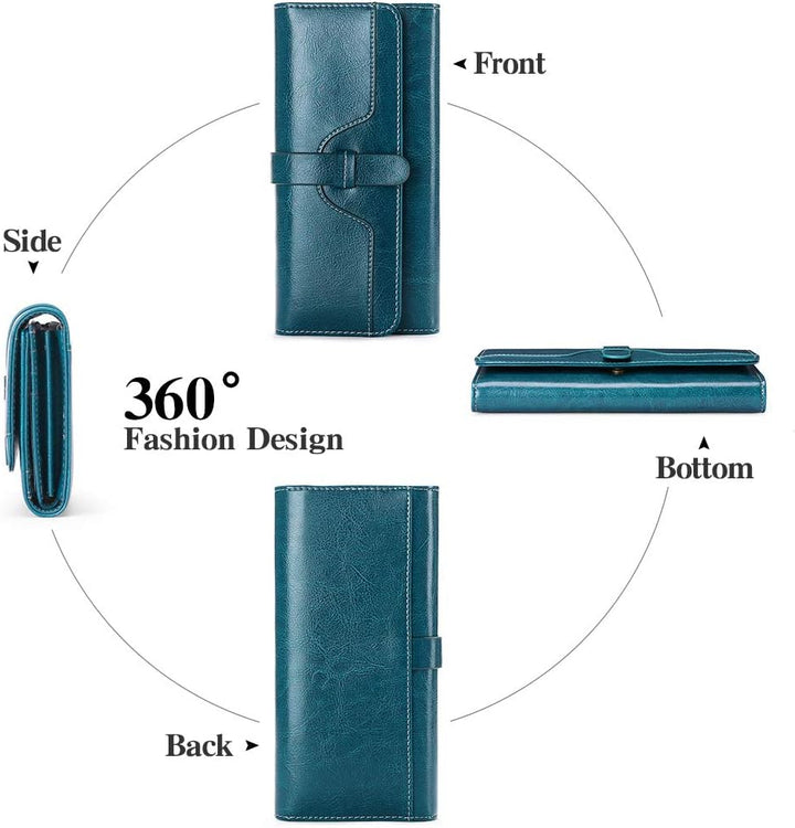 SENDEFN Portemonnaie Damen Gross, RFID-Blockade Damen Geldbörse, Grosse Leder Geldbörse für Damen mi