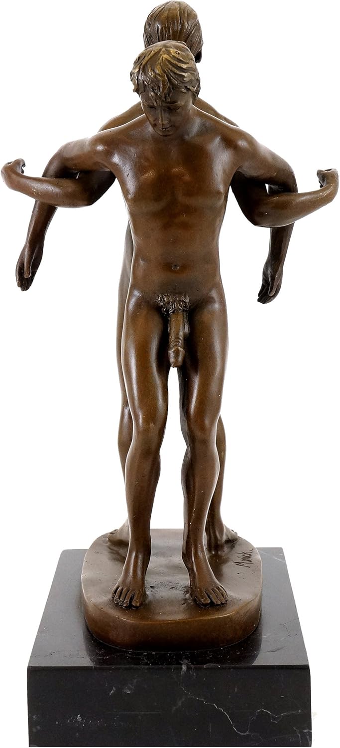 Gay Paar in akrobatischer Haltung - signiert von M. Nick - Männer Akt - Gay Bronzefigur - Deko - Woh