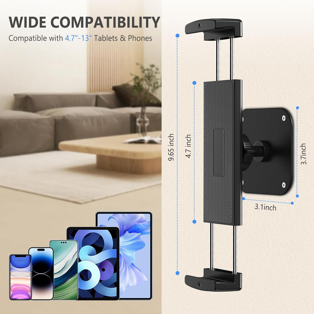 Tablet Wandhalterung aus Aluminium - 360° Drehbar, Verstellbar, Kompatibel Mit iPad Pro/Mini, Galaxy