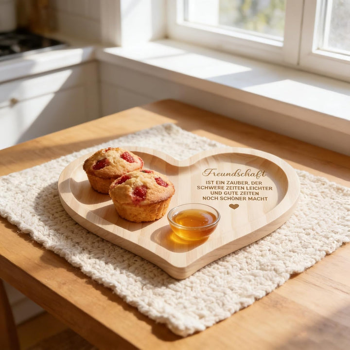 Geschenke für Freundin,Personalisierte Geschenke Freundin, Herzförmige Holz Tablett mit Personalisie