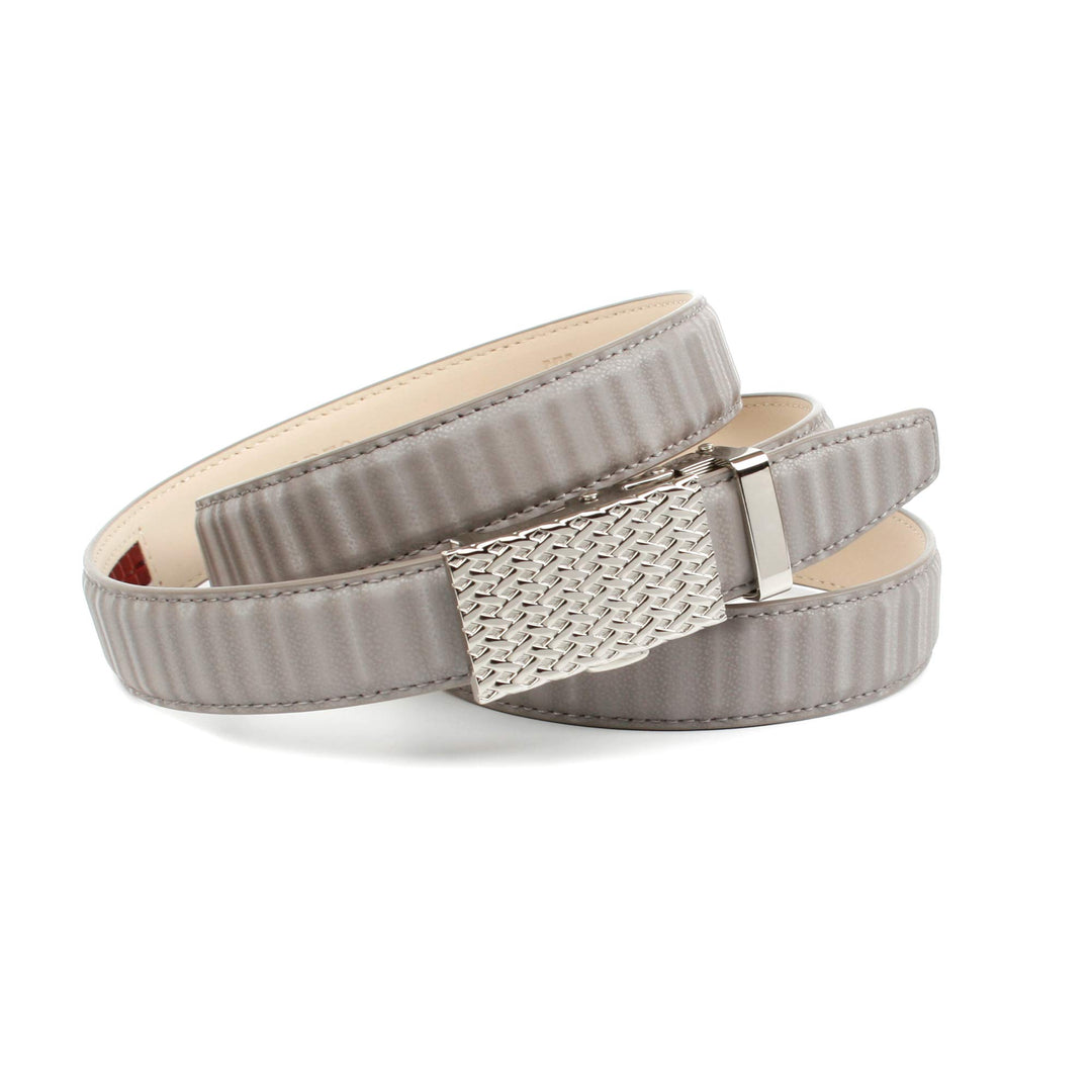 Anthoni Crown Damen Ledergürtel Gürtel 80 Grau, 80 Grau
