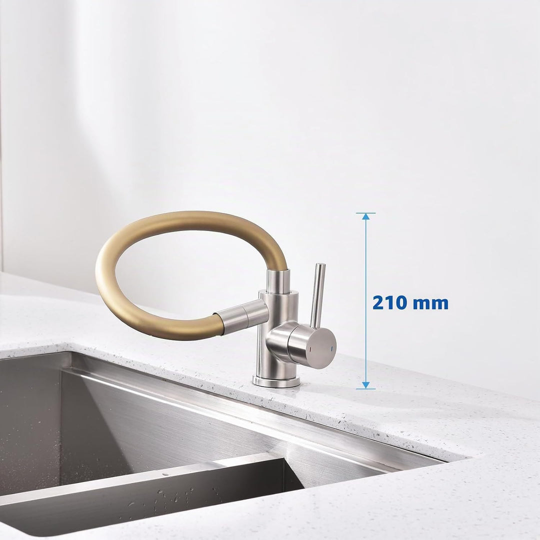 Wasserhahn Küche, Hochdruck Küchenarmatur mit Flexibler Auslauf, Mischbatterie Spültischarmatur Küch