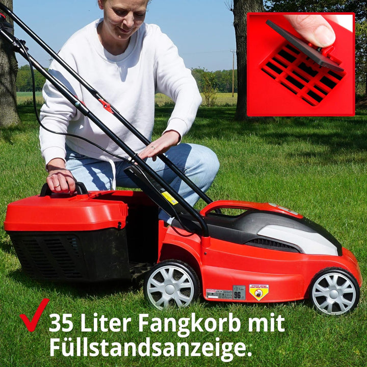 (NEU) HECHT Elektrorasenmäher Mäher mit 1400 Watt Elektro Motor und 34 cm Schnittbreite für schöne g