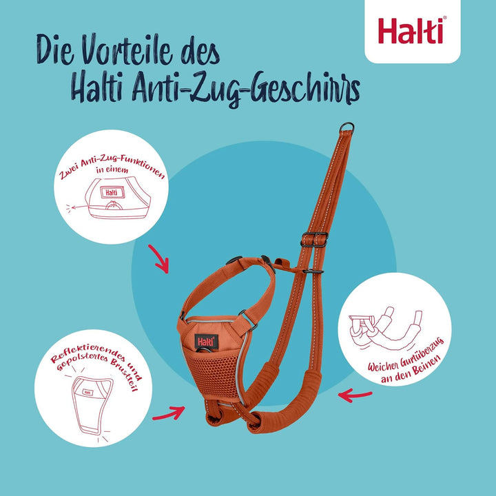 HALTI No Pull Anti-Zug Geschirr - Verhindert, dass Ihr Hund an der Leine zieht, Gepolsterter Brust-