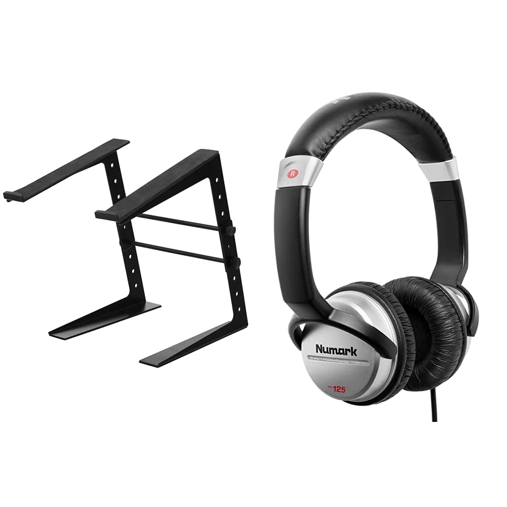 Pronomic LS-100 Laptopständer DJ Notebookstativ Laptop Stand (Höhenverstellbar) Schwarz &amp; Numark HF1